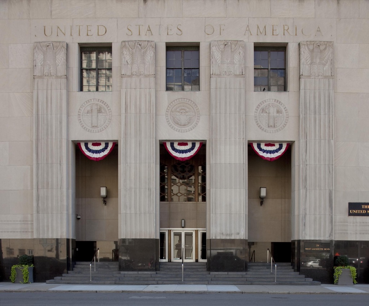 A courthouse, representing a Michigan probation violation hearing